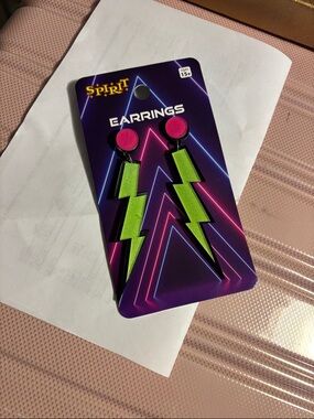 Spirit Neon Lightning Bolt Earrings - Hot Pink & Lime